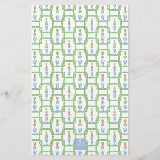 Chinoiserie Weihnachtsmann Topiary Briefpapier (Rückseite)