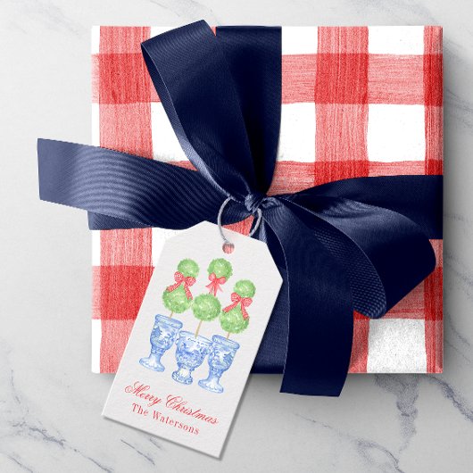 Chinoiserie Weihnachtsmann Topiary Geschenkanhänger