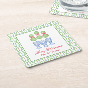 Chinoiserie Weihnachtsmann Topiary Rechteckiger Pappuntersetzer