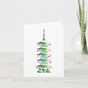 Chinoiserie-Weihnachtspagode: Leere Notizkarte Karte