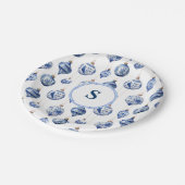 Chinoiserie Weihnachtsschmuck Mit Monogramm Pappteller (Schrägansicht)