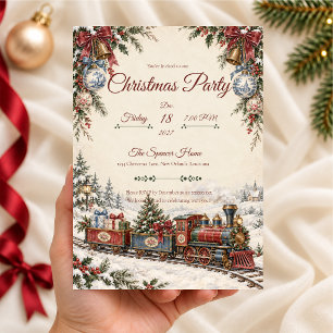 Chinoiserie-Weihnachtszug-Party-Einladung Einladung