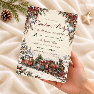 Chinoiserie-Weihnachtzug-Party-Einladung Einladung