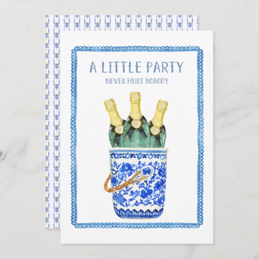 Chinoiserie Weineimer Einladung zum Silvesterabend (Vorne/Hinten)