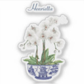 Chinoiserie, weiß, orchid, mit Name Vinyl Aufklebe Aufkleber (Vorderseite)