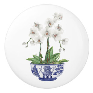 Chinoiserie Weiße Orchidee  Keramikknauf