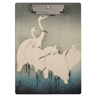 Chinoiserie Weißer Reiher Winter-Schnee-Muster Klemmbrett