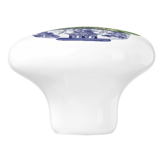 Chinoiserie White Orchid Keramikknauf (Seitenansicht)