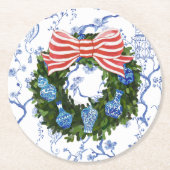 Chinoiserie Wreath, Christmas Ginger Jar, Party Runder Pappuntersetzer (Vorderseite)