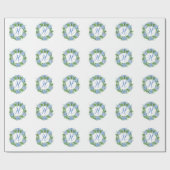 Chinoiserie Wreath Christmas Monogram Geschenkpapier (Flach)