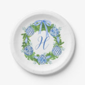 Chinoiserie Wreath Christmas Monogram Pappteller (Vorderseite)