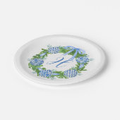 Chinoiserie Wreath Christmas Monogram Pappteller (Schrägansicht)