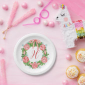 Chinoiserie Wreath Christmas Monogram Pappteller (Party)