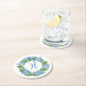 Chinoiserie Wreath Christmas Monogram Runder Pappuntersetzer (Vor Ort)