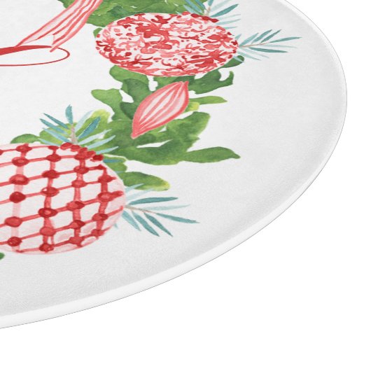 Chinoiserie Wreath Christmas Monogram Schneidebrett (Ecke)