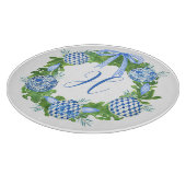 Chinoiserie Wreath Christmas Monogram Schneidebrett (Ecke)
