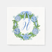 Chinoiserie Wreath Christmas Monogram Serviette (Vorderseite)