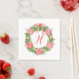 Chinoiserie Wreath Christmas Monogram Serviette