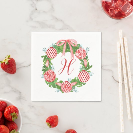 Chinoiserie Wreath Christmas Monogram Serviette (Beispiel)