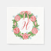 Chinoiserie Wreath Christmas Monogram Serviette (Vorderseite)