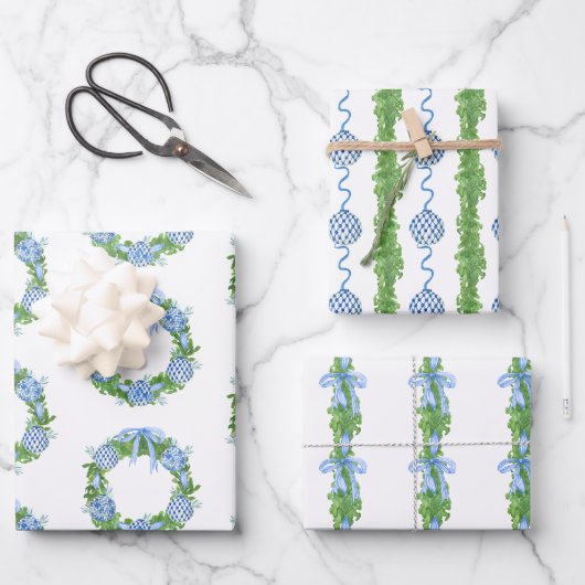 Chinoiserie Wreath & Garden Geschenkpapier Set (Vorderseite)