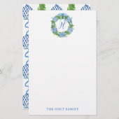 Chinoiserie Wreath Monogram Briefpapier (Vorne/Hinten)