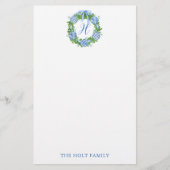 Chinoiserie Wreath Monogram Briefpapier (Vorderseite)