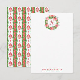 Chinoiserie Wreath Monogram Dankeskarte