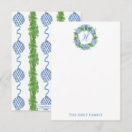 Chinoiserie Wreath Monogram Dankeskarte