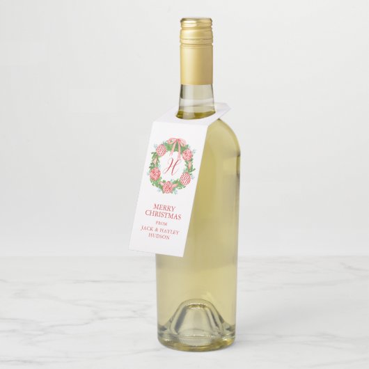 Chinoiserie Wreath Monogram Flaschenanhänger (Angewinkelt)