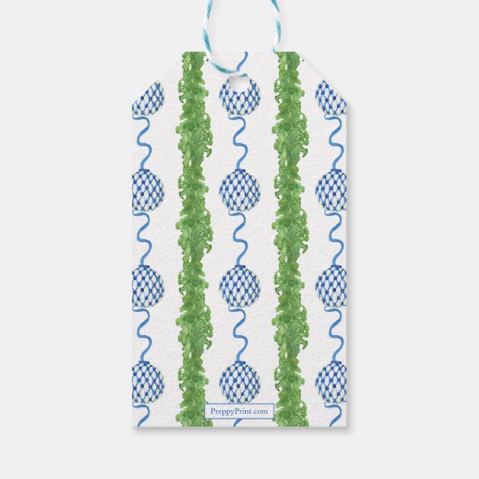 Chinoiserie Wreath Monogram Geschenkanhänger (Rückseite)