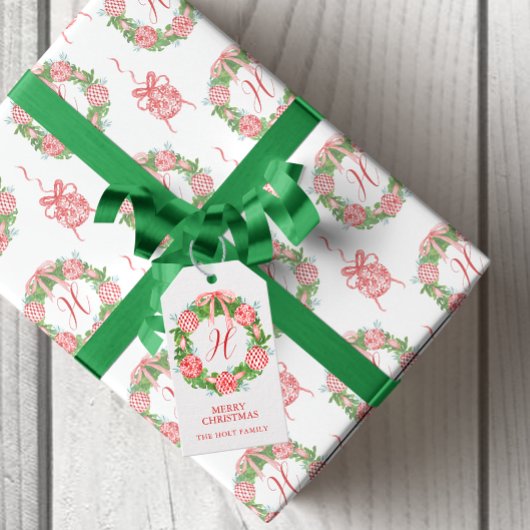 Chinoiserie Wreath Monogram Geschenkanhänger