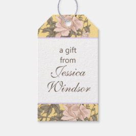 Chinoiserie Yellow Floral Egret Geschenkanhänger