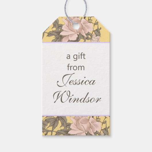 Chinoiserie Yellow Floral Egret Geschenkanhänger (Vorderseite)