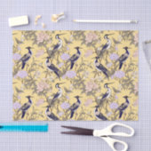 Chinoiserie Yellow Floral Egret Seidenpapier (Handwerk)