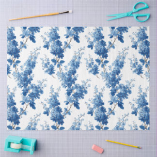 Chinoiserie zarte blaue Blumen Dekupage Seidenpapier
