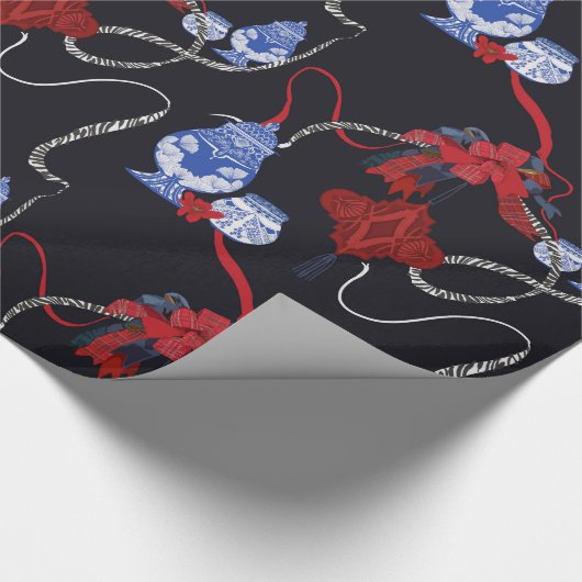 Chinoiserie Zebra & Ribbons Geschenkpapier (Ecke)