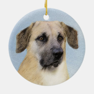 Chinook (Hängeohren) Malerei - Originale Hunde-Kun Keramik Ornament