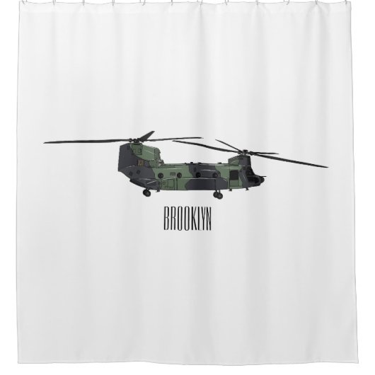 Chinook Heerhubschrauber Cartoon Illustration Duschvorhang (Vorderseite)