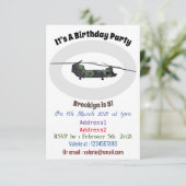 Chinook Heerhubschrauber Cartoon Illustration Einladung (Stehend Vorderseite)