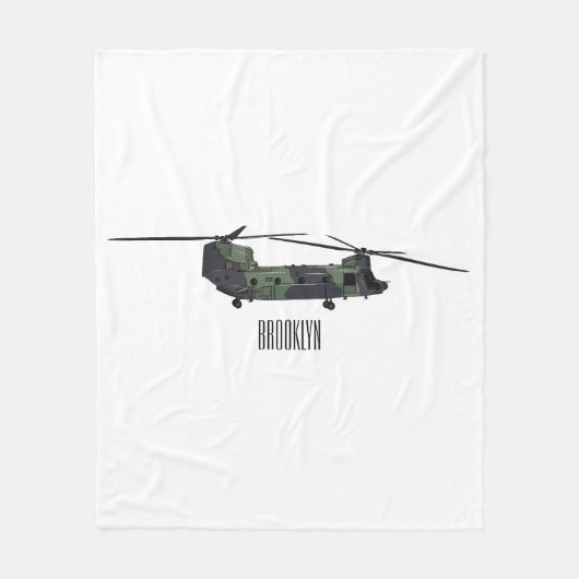 Chinook Heerhubschrauber Cartoon Illustration Fleecedecke (Vorderseite)
