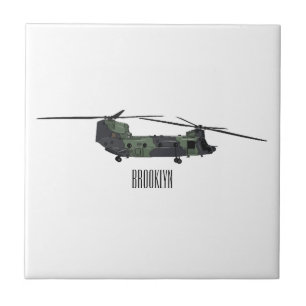Chinook Heerhubschrauber Cartoon Illustration Fliese
