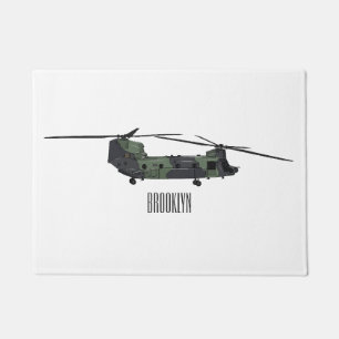 Chinook Heerhubschrauber Cartoon Illustration Fußmatte