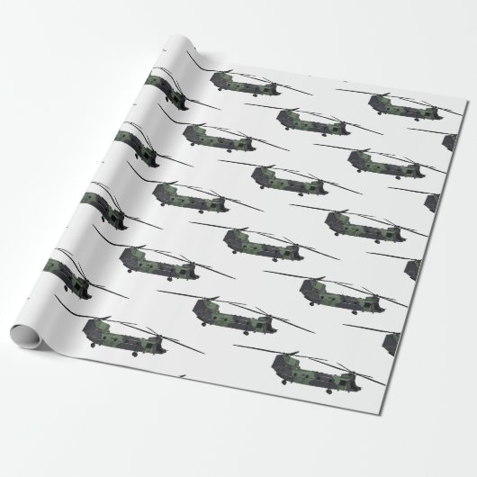 Chinook Heerhubschrauber Cartoon Illustration Geschenkpapier (Ungerollt)