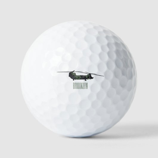Chinook Heerhubschrauber Cartoon Illustration Golfball (Vorderseite)
