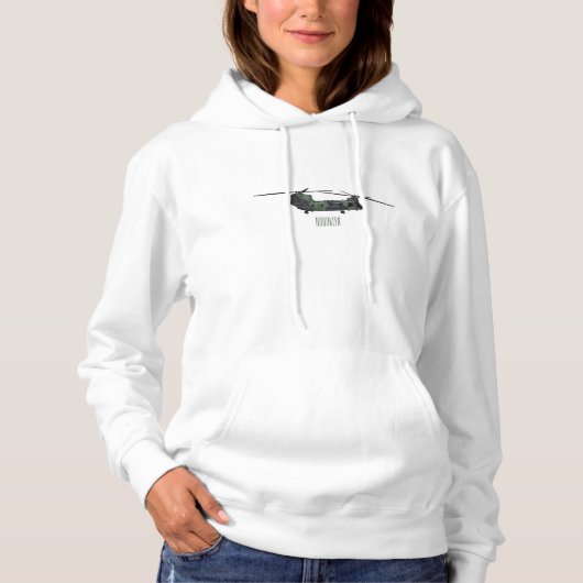 Chinook Heerhubschrauber Cartoon Illustration Hoodie (Vorderseite)