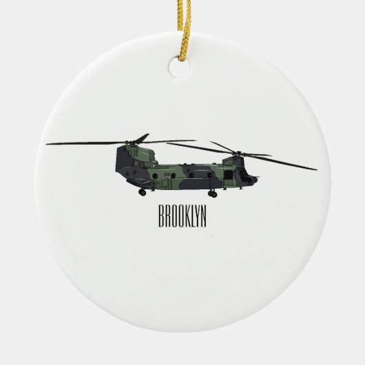 Chinook Heerhubschrauber Cartoon Illustration Keramik Ornament (Vorne)