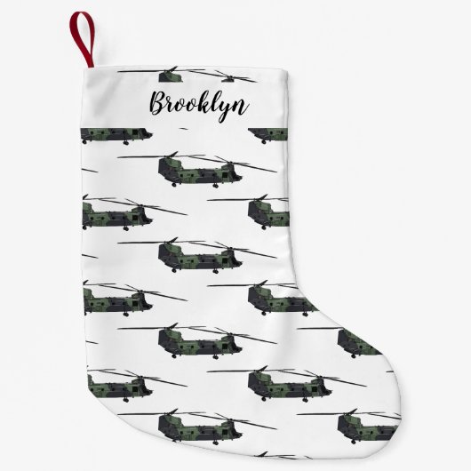 Chinook Heerhubschrauber Cartoon Illustration Kleiner Weihnachtsstrumpf (Vorderseite)