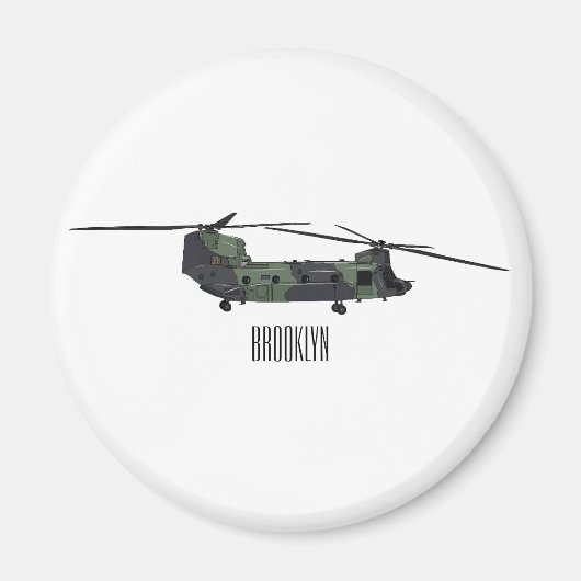 Chinook Heerhubschrauber Cartoon Illustration Magnet (Vorne)