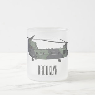 Chinook Heerhubschrauber Cartoon Illustration Mattglastasse